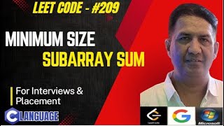 Minimum Size Subarray Sum  Sliding Window InterviewTCS GoogleInfosys Microsoft  LeetCode 209 [upl. by Bodwell]