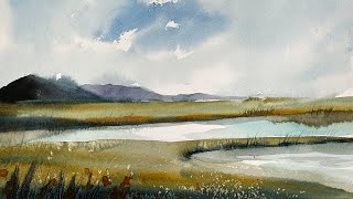 Simple Watercolour Landscape Painting Using Only One Brush [upl. by Iney]