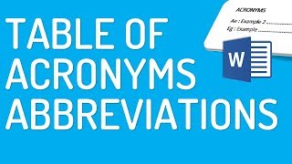 How to make table of acronymsabbreviations in Word [upl. by Dickerson]