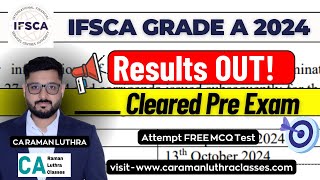 IFSCA Grade A 2024 Pre RESULTS OUT  Only 1 STRATEGY to CRACK this Exam [upl. by Ardiek]