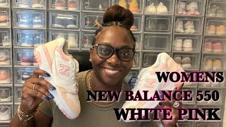 WOMENS New Balance 550 White  Pink REVIEW  ON FEET [upl. by Sehcaep]