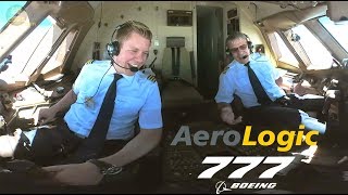 STUNNING PILOTS Aerologic Boeing 777F ULTIMATE COCKPIT MOVIE to LEJ AirClips full flight series [upl. by Onibas276]