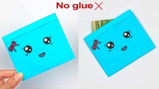 DIY paper pouch  Origami paper bag  No glue paper craft  Paper school craft [upl. by Eanyl]