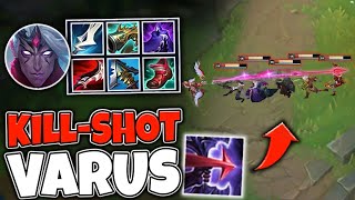 ONE SHOT FROM ACROSS THE LANE WITH KILLSHOT VARUS FULL LETHALITY  League Of Legends [upl. by Elane406]