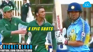 Sachin vs Shoaib Akhtar  4 Epic Shots vs Fastest Bowler in the World [upl. by Haleemak879]