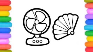 Learn how to fan drawing  fan for painting and colouring kids drawing with how to draw fan kids [upl. by Olbap]