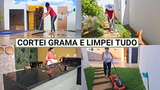 Cortei GRAMA LAVEI o QUINTAL fiz FEIRA limpei BANCADA FOGÃO e área GOURMET Dia PRODUTIVO 😍 [upl. by Animsaj]