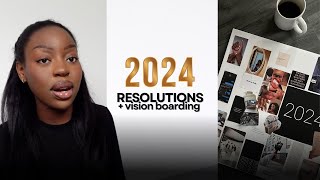 MAKING MY 2024 VISION BOARD   my resolutions for the year [upl. by Angelina304]