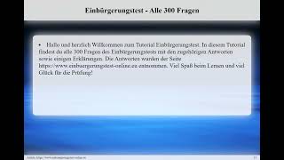 Willkommen zum Tutorial Einbürgerungstes [upl. by Revorg]