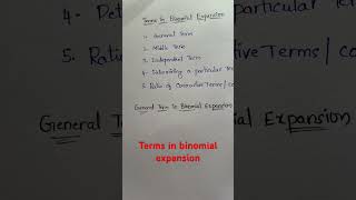 Terms in binomial expansion inter first year maths iit concepts [upl. by Lrem]