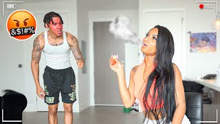 VAPE PRANK ON ANGRY BOYFRIEND HE FLIPS [upl. by Hillier]