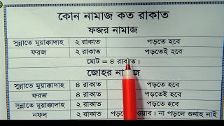 পাঁচ ওয়াক্ত নামাজ কোন ওয়াক্তে মোট কত রাকাত  ফজর যোহর আসর মাগরিব এশা মোট কয় রাকাত  namaz er rakat [upl. by Irual]