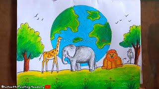 animals our friends drawingsave animals poster painting [upl. by Cassella]