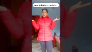 long jacket into crop jacketlatest winter season youtubeshorts winterfashionhacks shortfeed diy [upl. by Boylan651]