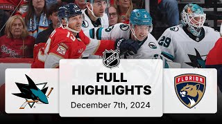 NHL Highlights  Sharks vs Panthers  December 07 2024 [upl. by Parsons]