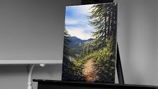 Painting a Realistic Forest Landscape with Acrylics  Paint with Ryan [upl. by Cykana]