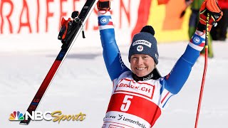 Worley holds off Shiffrin and Hector for Lenzerheide GS title  NBC Sports [upl. by Winson481]