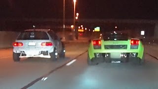 Turbo CIVICS vs Twin Turbo LAMBORGHINI [upl. by Riplex]