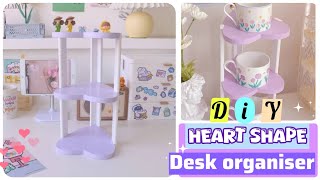 DIY Kawaii 3 layer Desk Organiser  How to make easy Desk Organiser 💜✨ [upl. by Aynekal]