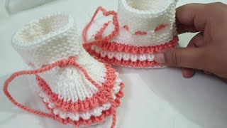 baby booties knittingknitting baby bootiesBaby Booties  In HindiNew Born Baby Booties  In Hindi [upl. by Ahsirtal]