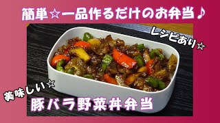 🌸🍑【お弁当作り229】簡単一品弁当☆野菜たっぷり💚豚バラ野菜丼弁当🐖🍚Japanese Bento Box♪ [upl. by Siffre967]