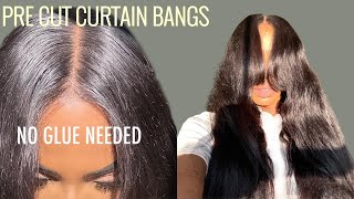 CURTAIN BANGS for FALL 2023 NEW PRE CUT LACE FRONT WIG🔥 NO GLUE NEEDED THROW ON amp GO⎪Subella Hair [upl. by Soulier]