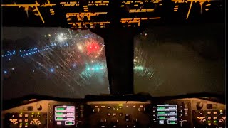 Cockpit View Saab 2000 nightrainy instrument approach [upl. by Doowle]