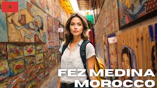 Walking Tour Fez Medina Morocco  4K 60 FPS [upl. by Territus722]