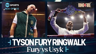 👑 Tyson Furys INCREDIBLE ringwalk before facing Oleksandr Usyk at RingOfFire 🔥 FuryUsyk 🇸🇦 [upl. by Mharg]