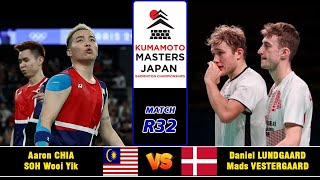 Aaron ChiaSoh Wooi Yik vs LundgaardMads Vestergaard  Kumamoto Masters Japan 2024 Badminton  R32 [upl. by Nomad]