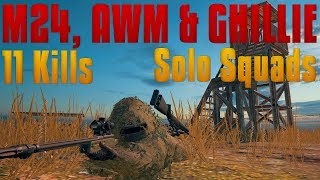 Solo Squads  AWM M24 amp Ghillie  PlayerUnknowns Battlegrounds [upl. by Ramahs351]