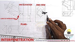 INTERPRETATION INTERPENETRATION CURVE OF INTERSECTION BETWEEN A SQUARE PRISM AND A CYLINDER [upl. by Levania]