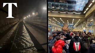 Travel chaos as flooding in tunnel forces Eurostar and Southeastern railway to cancel trains [upl. by Durrej]