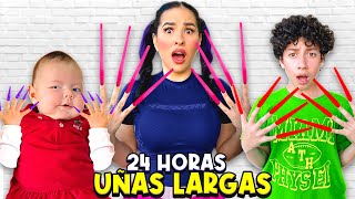 24 HORAS CON UÑAS EXTREMADAMENTE LARGAS Nasya se puso uñas 😨  Karla Bustillos [upl. by Yelnoc475]