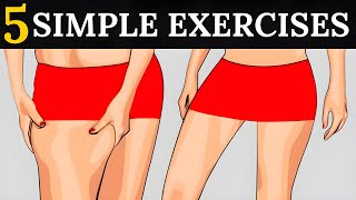 Lose Thigh Fat Fast 5 Quick Home Exercises for Toned Thighs [upl. by Sale]