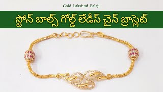 Stone Balls Gold Ladies Chain Bracelet  Gold Ladies Bracelet  Gold Lakshmi Balaji [upl. by Aciret]