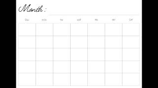 Free Printable Blank Monthly Calendar Minimalist Template Digital Calendar A4A5Letter SunMon [upl. by Jone]