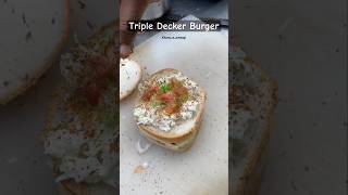 Triple decker burger 🍔 at 60rs only youtubeshorts streetfood viralvideo [upl. by Ydnahs]