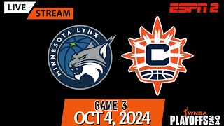 Minnesota Lynx vs Connecticut Sun Game 3 WNBA Semifinals Live Stream PlayByPlay amp Scoreboard [upl. by Hibbitts]