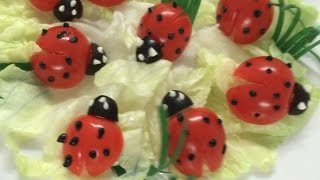 Beautiful ladybug  How to Make Tomato Decoration  By Just For Fun In Fruit And Vegetable Carving [upl. by Lanza28]