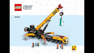 LEGO Instructions  City  60409  Mobile Construction Crane  Construction [upl. by Dyal377]