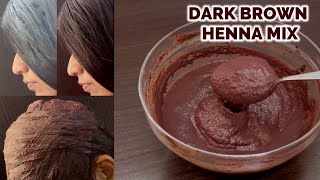 Dark Brown Homemade Hair Pack  Long Lasting Henna mix for Hair  Natural Ingredients Hair Color [upl. by Iaht557]