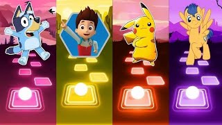 Bluey 🆚 Paw Patrol 🆚 Pikachu 🆚 My Little Pony ｜ Who Is Win 🏆🎯 ｜ Tiles Hop EDM Rush ｜ [upl. by Anohr]