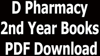 D Pharmacy 2nd Year Books PDF Download [upl. by Salangia]