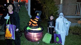 Kids Trick or Treat for Candy family fun vlog [upl. by Glynas584]