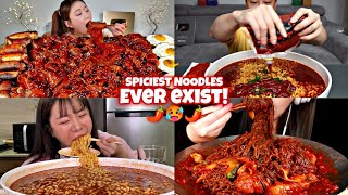 MUKBANGERS EATING TOO MUCH EXTREMELY SPICY NOODLES 🌶️🔥🥵🥵🥵 [upl. by Barbur438]