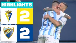 CÁDIZ CF 2  2 MÁLAGA CF  RESUMEN LALIGA HYPERMOTION [upl. by Pavior319]