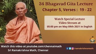 34 Bhagavad Gita Lecture by Swami Ranganathananda  Chapter 5 Verses 19  22 with subtitles [upl. by Nnael]