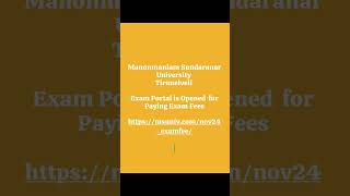 Manonmaniam Sundaranar University  Exam Fees Payment msuniversityexamfeespayment [upl. by Anaidiriv475]