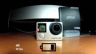 Goprotherapy GoPro Hero 4 Black Battery Life Test at 4k 30 fps [upl. by Ronyam]